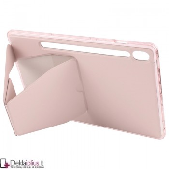 Dirbtinės odos nugarėlė su sulankstomu magnetiniu laikikliu - rausvas (Samsung Tab S9 (SM-X710-SM-X716/Tab S9 Fe (X510-X516B/Tab S10 Fe/Tab S10 Lite) Dirbtinės odos nugarėlė su sulankstomu magnetiniu laikikliu - rausvas (Samsung Tab S9 (SM-X710-SM-X716/Tab S9 Fe (X510-X516B/Tab S10 Fe/Tab S10 Lite)